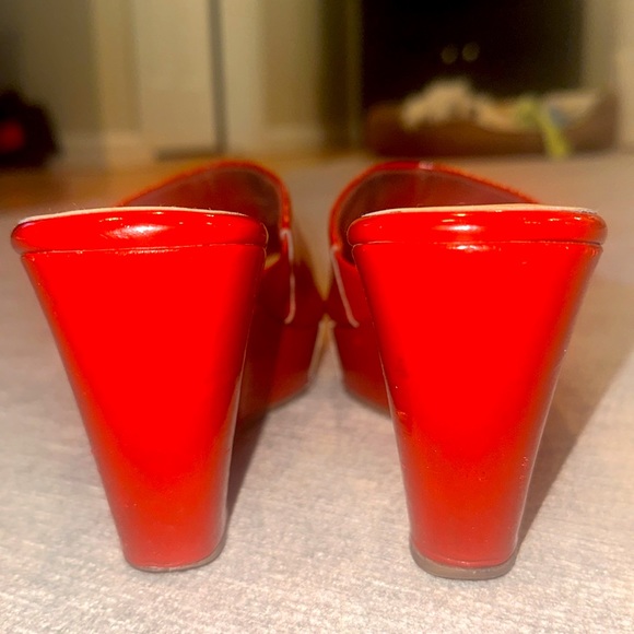 Chinese Laundry red patent leather high heel wedge open toe shoes Size 7.5 - Picture 4 of 13
